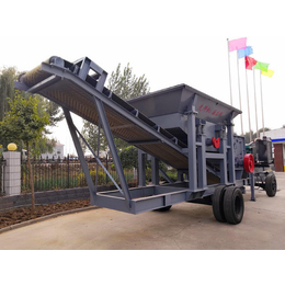 建筑垃圾輪胎式移動*碎機 移動式石頭石子制砂機設備